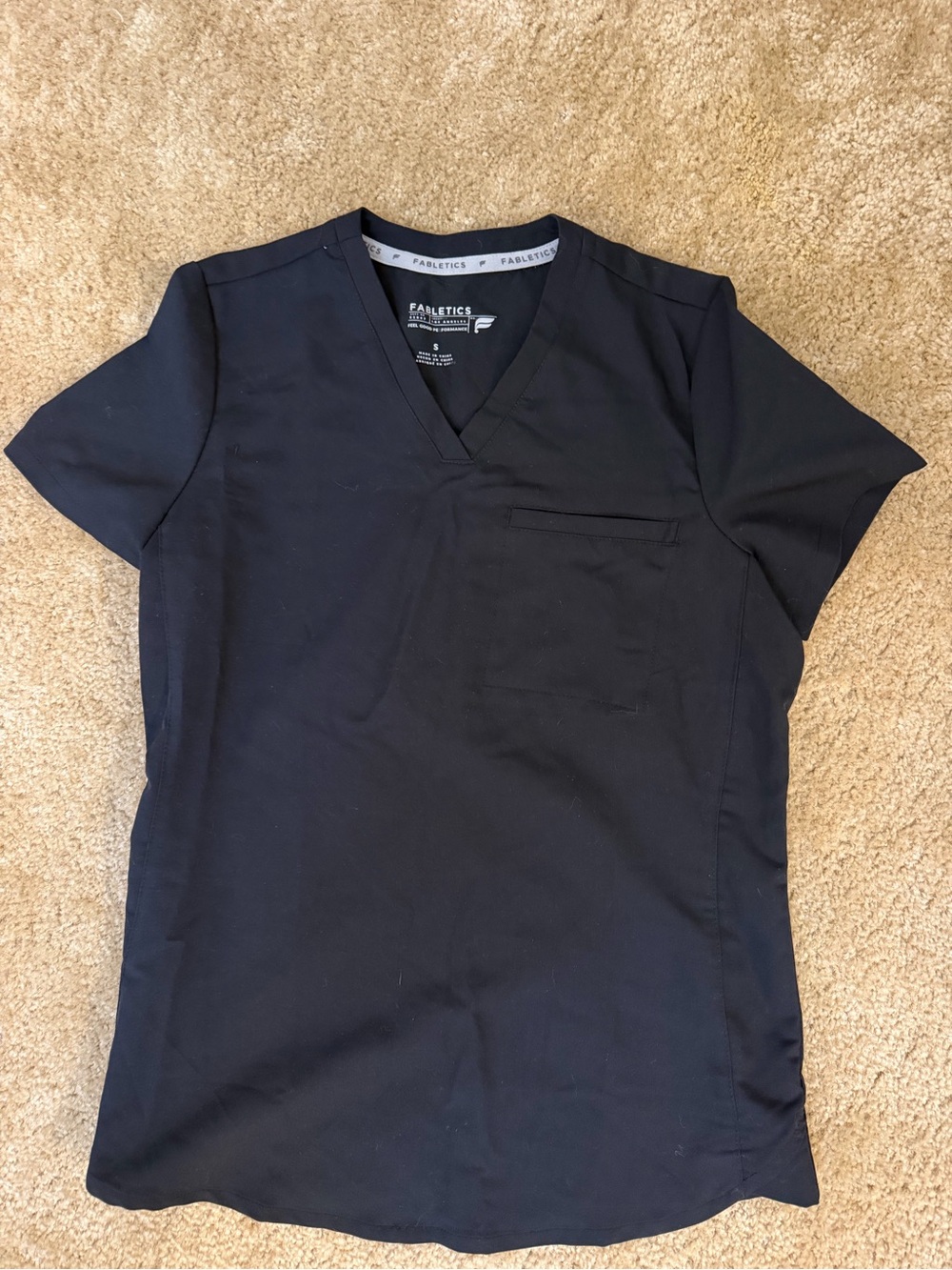 Fabletics Black V-Neck Medical Scrub Top